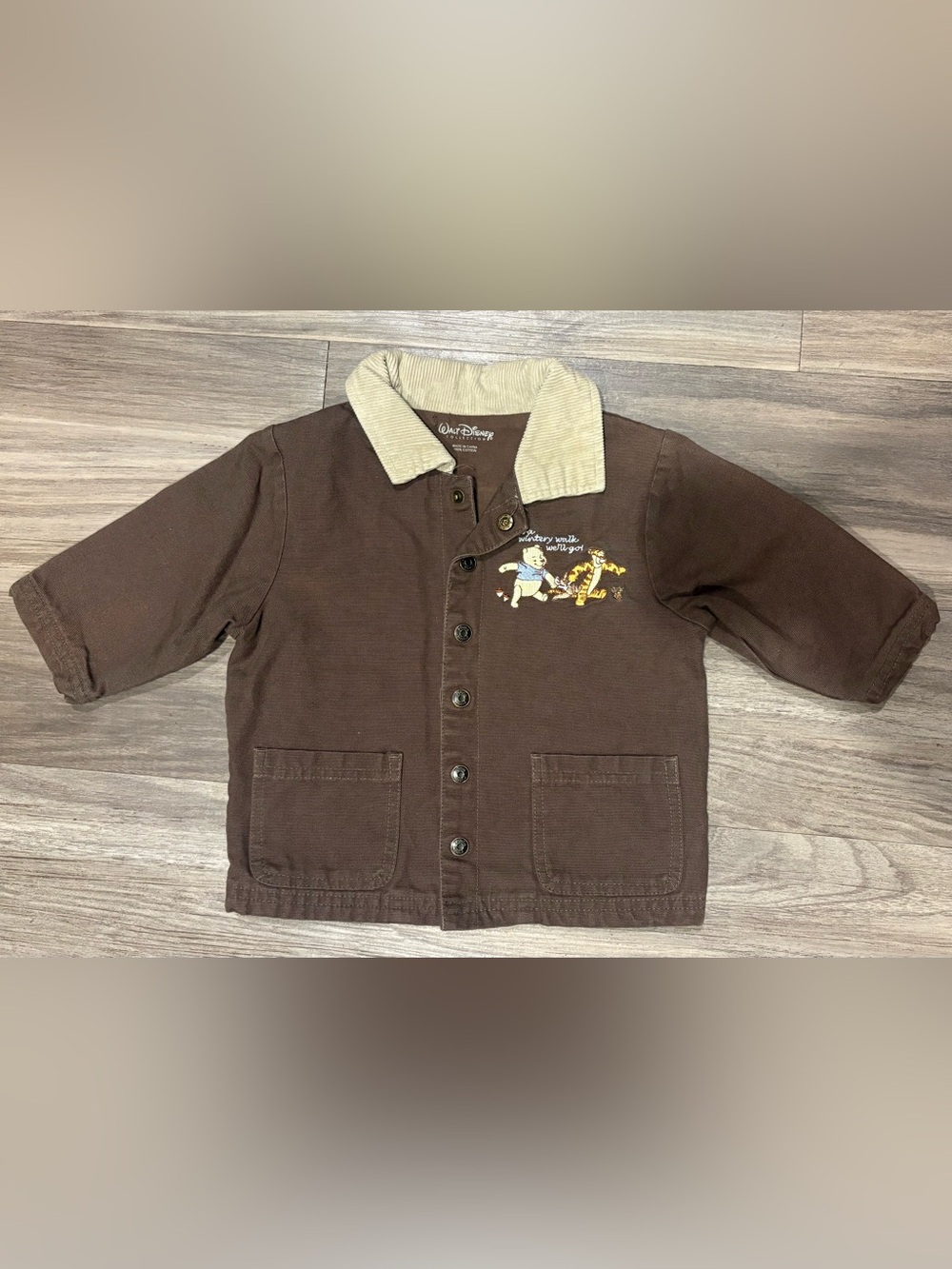 Disney Brown Kids Jacket with Cream Corduroy Collar